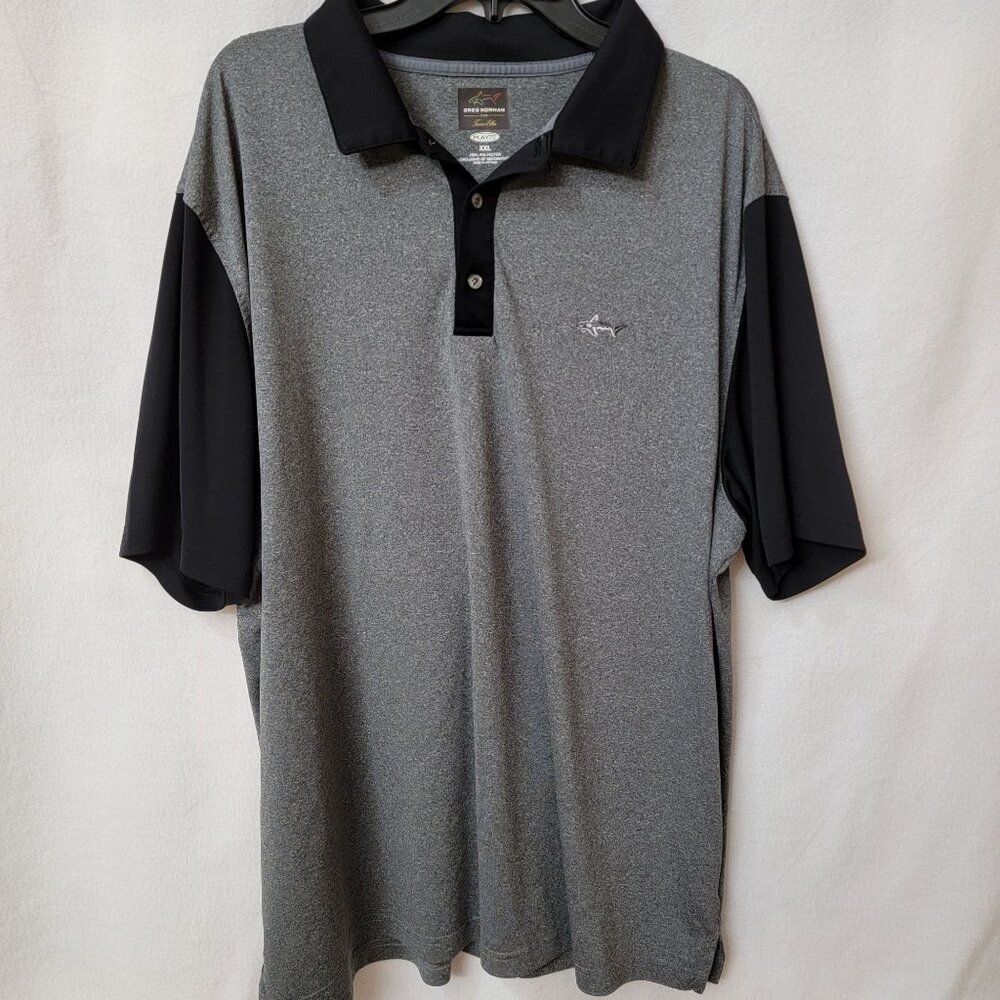 Greg Norman‎ For Tasso Elba Mens Polo Shirt XXL Gray & Black Polyester